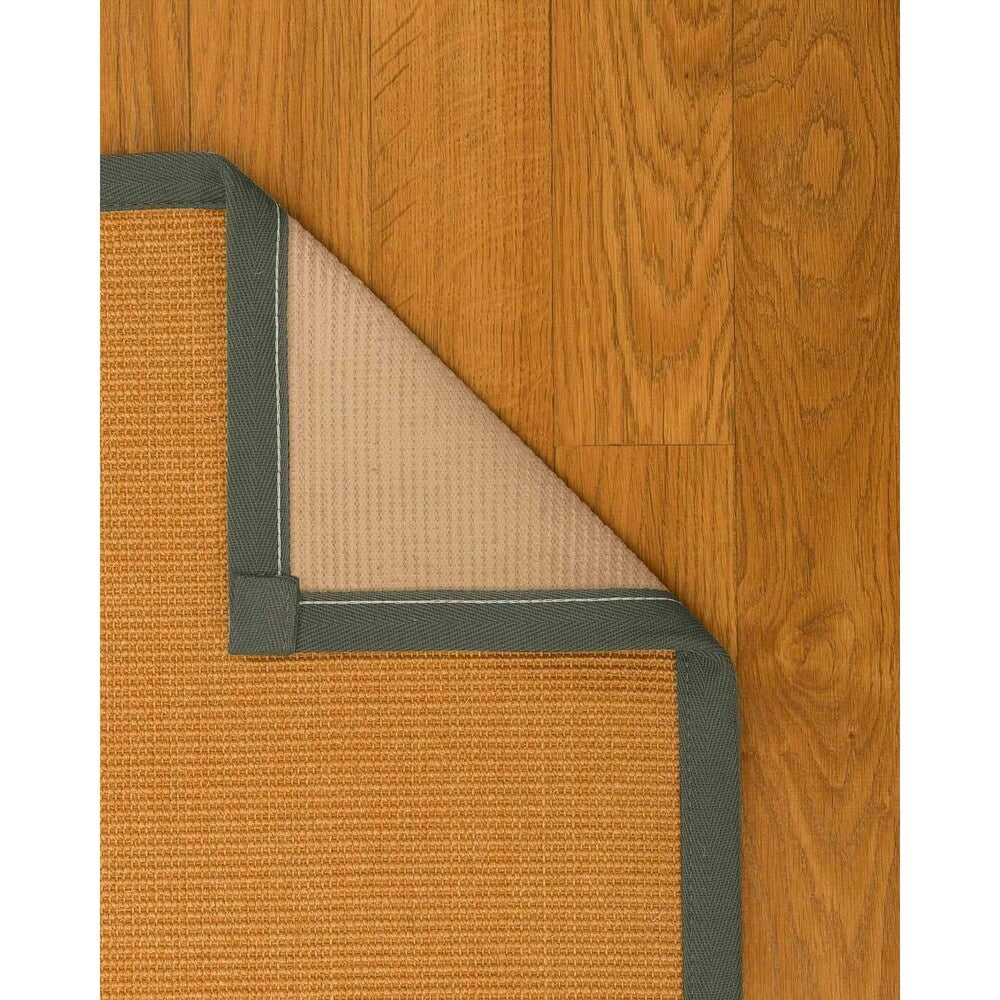Natural Area Rugs, 100% Natural Fiber Handmade Small Boucle, Light Gold Sisal Rug 6' Round, Onyx Border - 6' x 6' Round