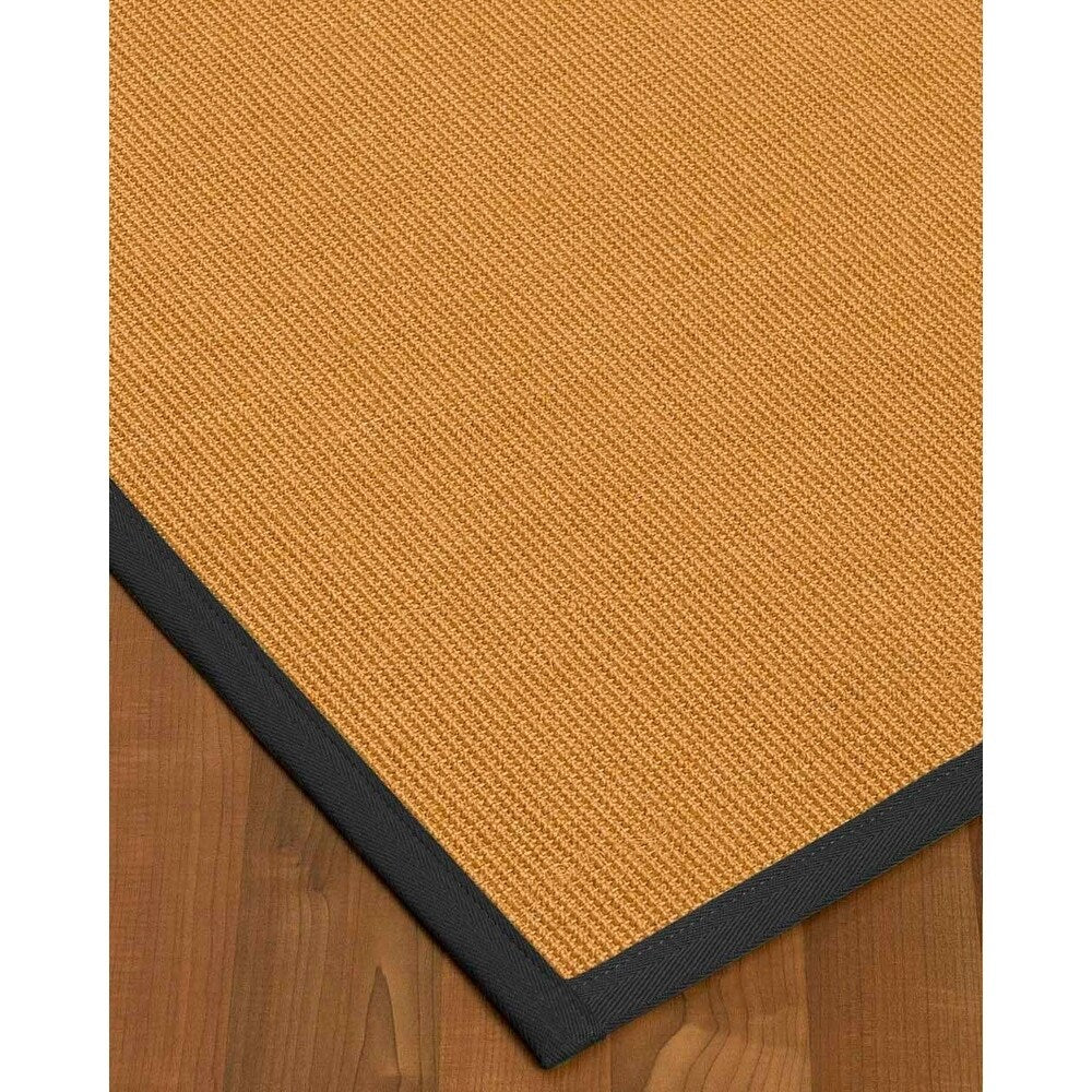 Natural Area Rugs 100%, Natural Fiber Handmade Small Boucle, Light Gold Sisal Rug, Khaki Border - 12' x 18'