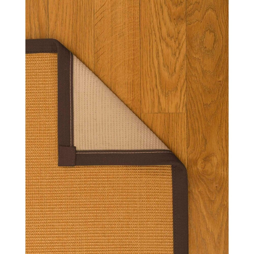 Natural Area Rugs 100%, Natural Fiber Handmade Small Boucle, Light Gold Sisal Rug, Midnight Blue Border - 2'9" x 9'