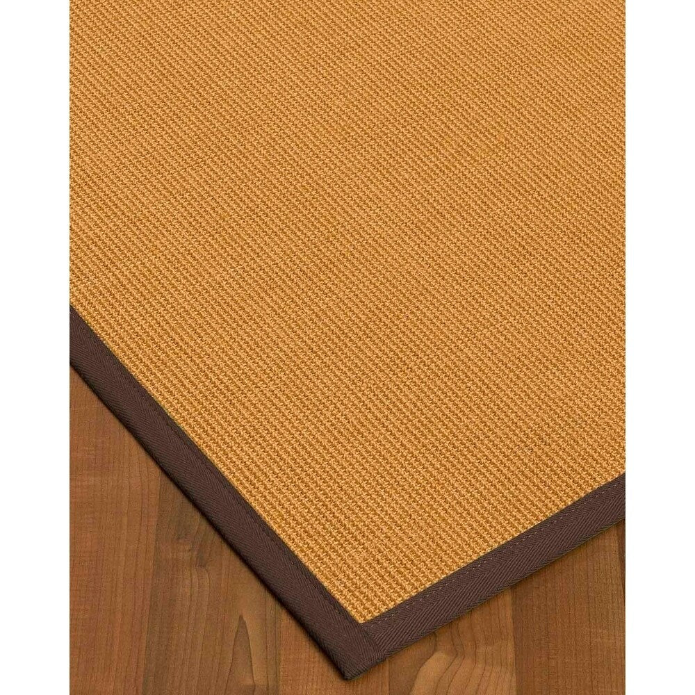 Natural Area Rugs 100%, Natural Fiber Handmade Small Boucle, Light Gold Sisal Rug, Midnight Blue Border - 2'9" x 9'