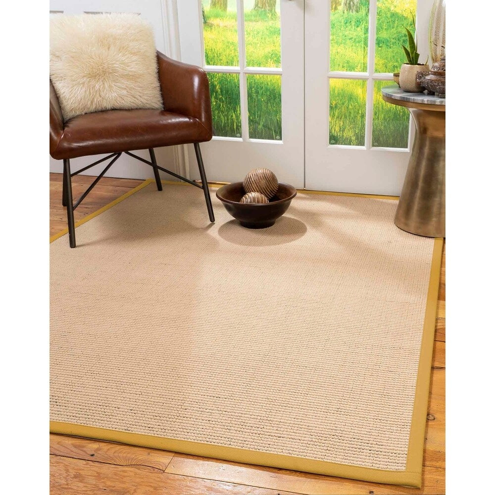 Natural Area Rugs 100%, Natural Fiber Handmade Sonoma, Multi Wool/Sisal Rug, Tan Border - 2'6" x 8'