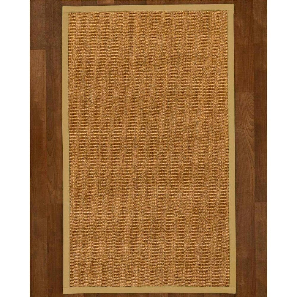 Natural Area Rugs 100%, Natural Fiber Handmade Sorrento, Tan/Multi Sisal Rug, Sage Border - 2'6" x 12'