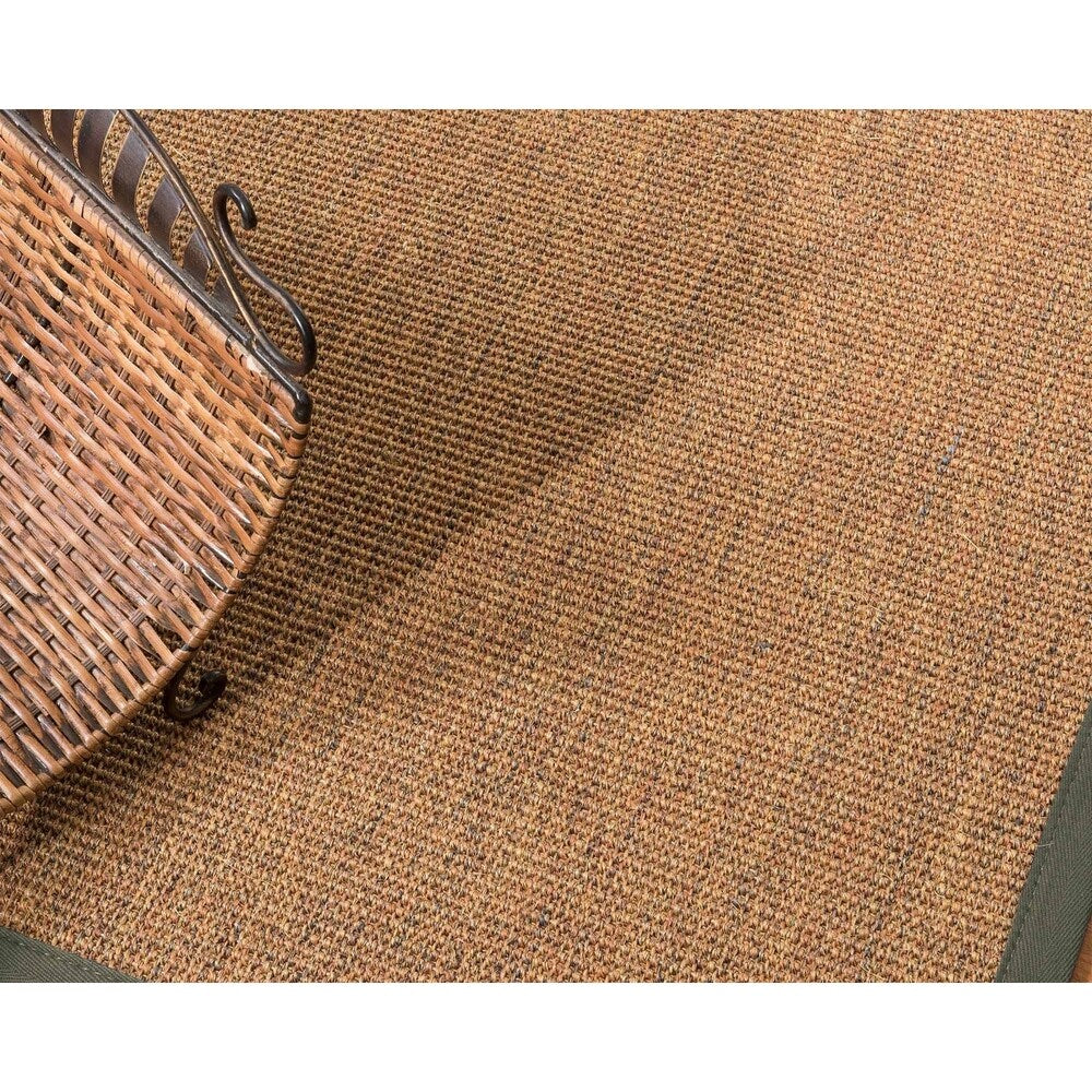 Natural Area Rugs, 100% Natural Fiber Handmade Sorrento, Tan/Multi Sisal Rug 8' Square, Green Border - 8' x 8'