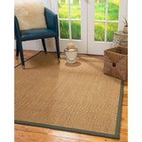 Natural Area Rugs, 100% Natural Fiber Handmade Sorrento, Tan/Multi Sisal Rug 8' Square, Green Border - 8' x 8'