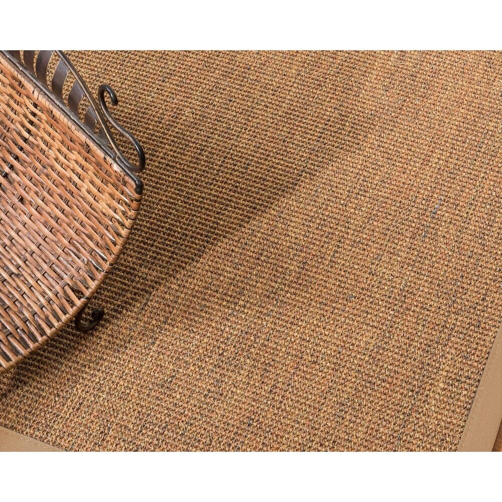 Natural Area Rugs, 100% Natural Fiber Handmade Sorrento, Tan/Multi Sisal Rug 8' Square, Wheat Border - 8' x 8'