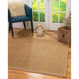 Natural Area Rugs, 100% Natural Fiber Handmade Sorrento, Tan/Multi Sisal Rug 8' Square, Wheat Border - 8' x 8'