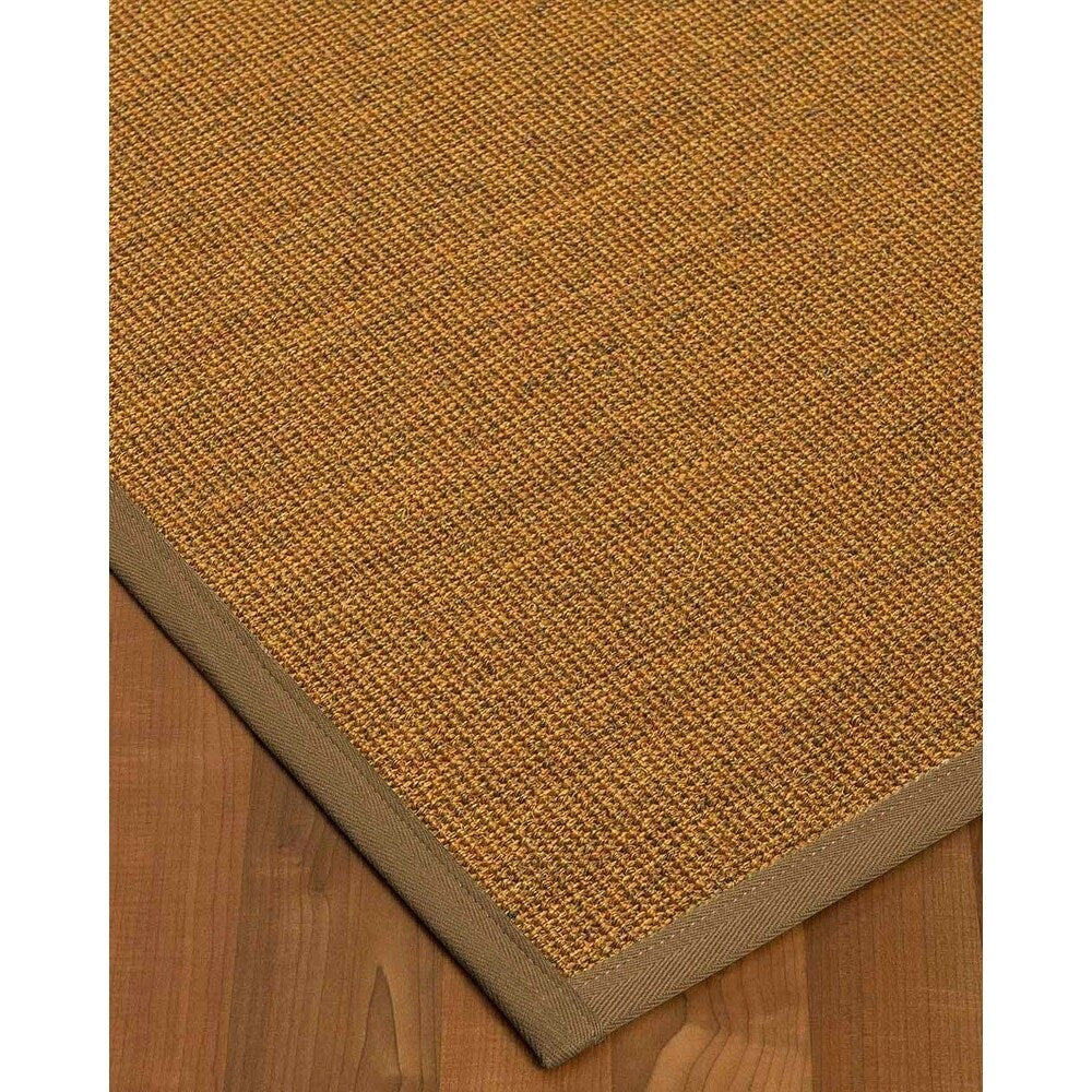 Natural Area Rugs 100%, Natural Fiber Handmade Sorrento, Tan/Multi Sisal Rug, Squirrel Border - 2'6" x 14'