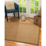 Natural Area Rugs 100%, Natural Fiber Handmade Sorrento, Tan/Multi Sisal Rug, Squirrel Border - 2'6" x 14'