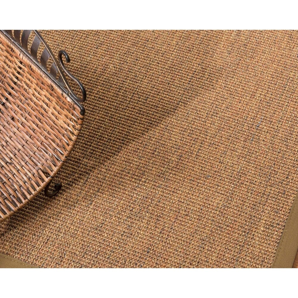 Natural Area Rugs 100%, Natural Fiber Handmade Sorrento, Tan/Multi Sisal Rug, Squirrel Border - 2'6" x 14'