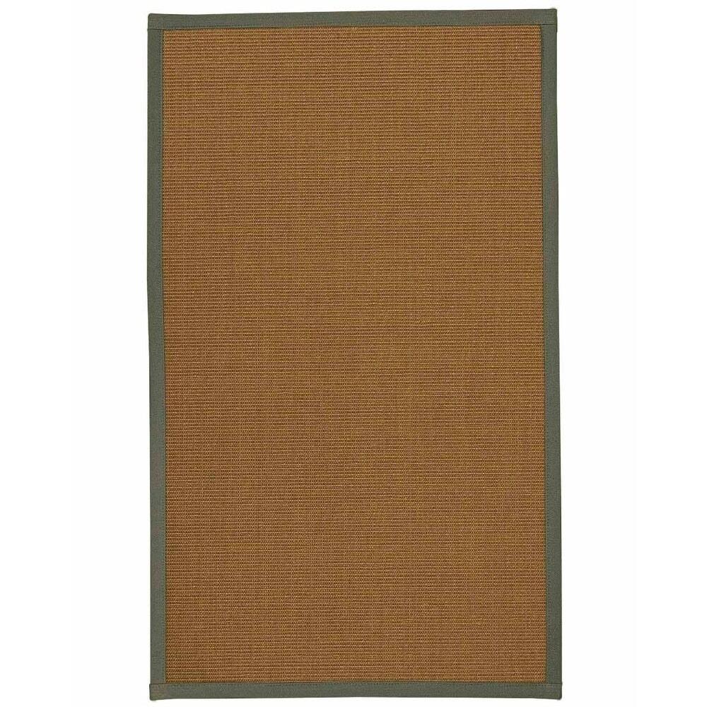 Natural Area Rugs 100%, Natural Fiber Handmade St. Tropez, Brown Sisal Rug, Green Border - 2'9" x 9'