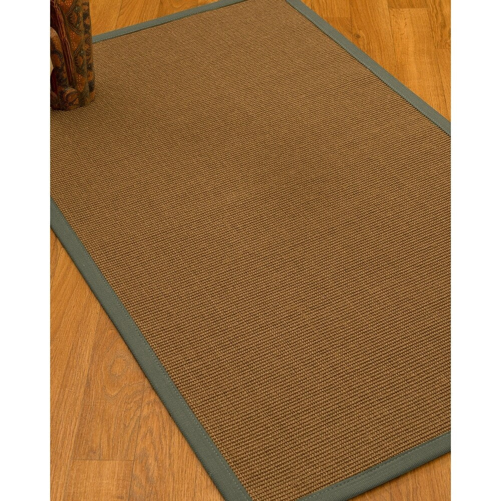 Natural Area Rugs 100%, Natural Fiber Handmade St. Tropez, Brown Sisal Rug, Green Border - 2'9" x 9'