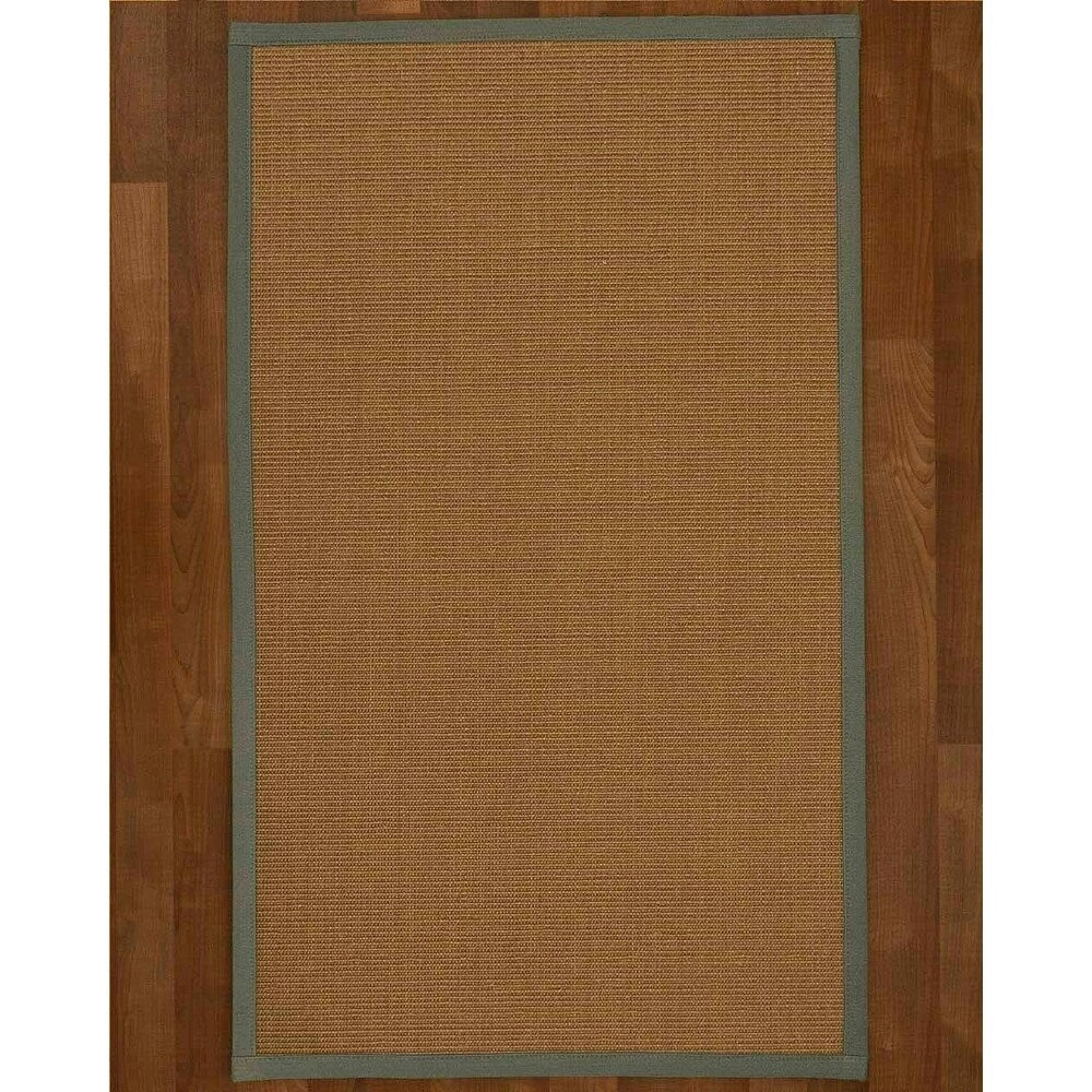 Natural Area Rugs 100%, Natural Fiber Handmade St. Tropez, Brown Sisal Rug, Green Border - 2'9" x 9'