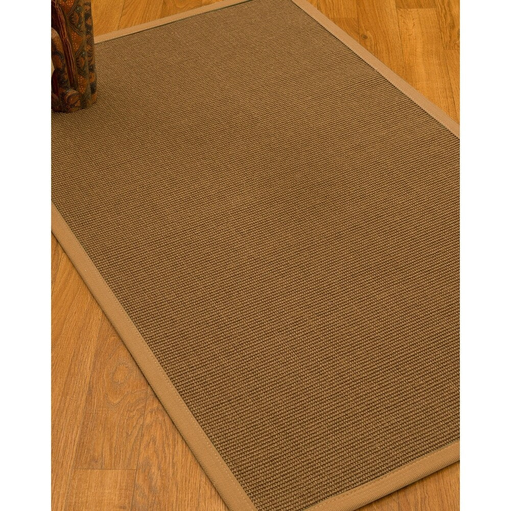 Natural Area Rugs 100%, Natural Fiber Handmade St. Tropez, Brown Sisal Rug, Khaki Border - 10' x 14'