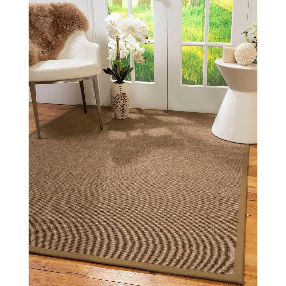 Natural Area Rugs 100%, Natural Fiber Handmade St. Tropez, Brown Sisal Rug, Squirrel Border - 8' x 10'