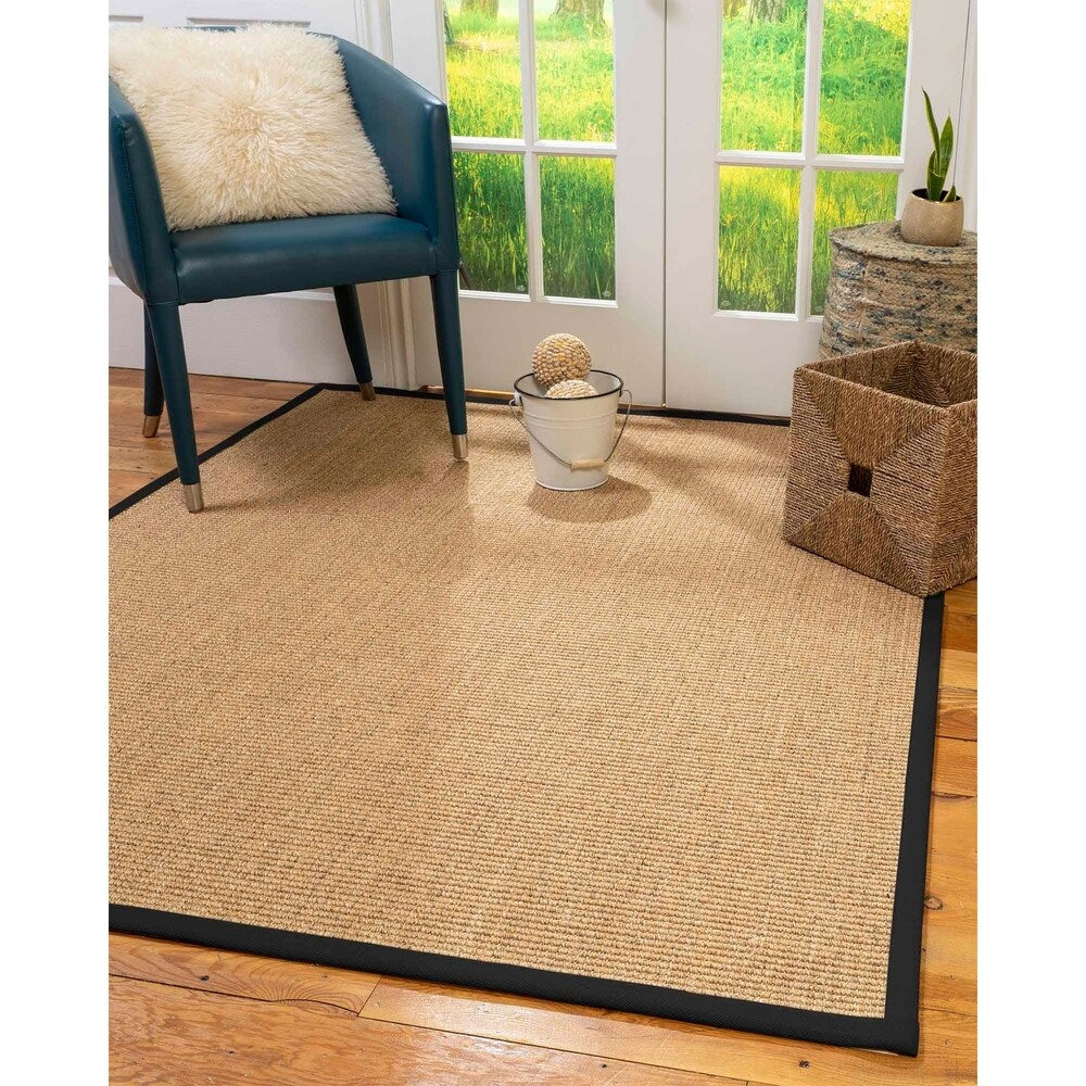 Natural Area Rugs 100%, Natural Fiber Handmade Studio, Gold/Multi Sisal Rug, Black Border - 12' x 15'