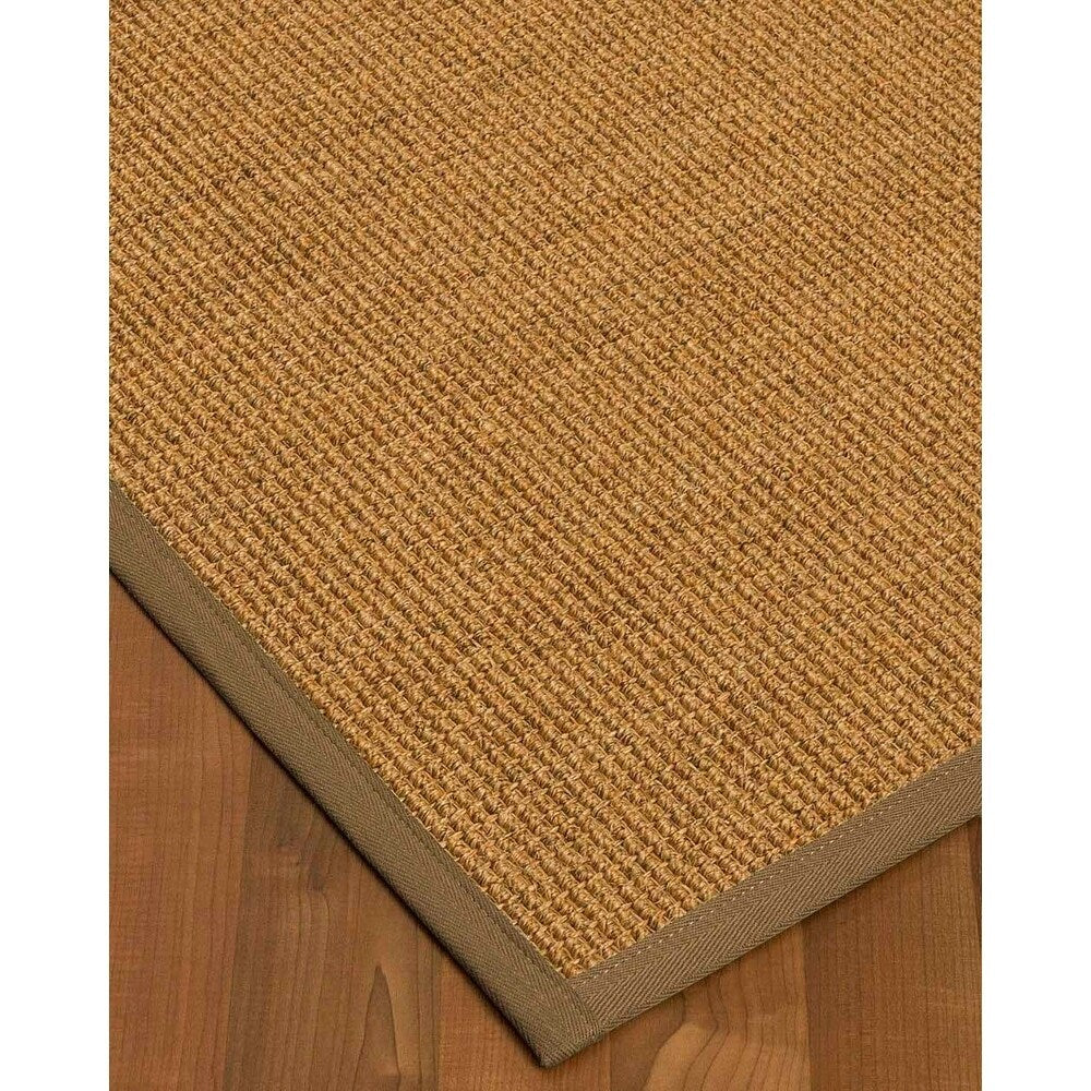 Natural Area Rugs 100%, Natural Fiber Handmade Studio, Gold/Multi Sisal Rug, Squirrel Border - 4' x 12'