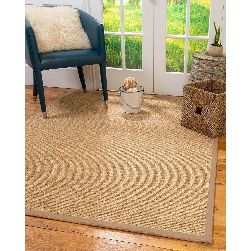 Natural Area Rugs 100%, Natural Fiber Handmade Studio, Gold/Multi Sisal Rug, Wheat Border - 3' x 5'