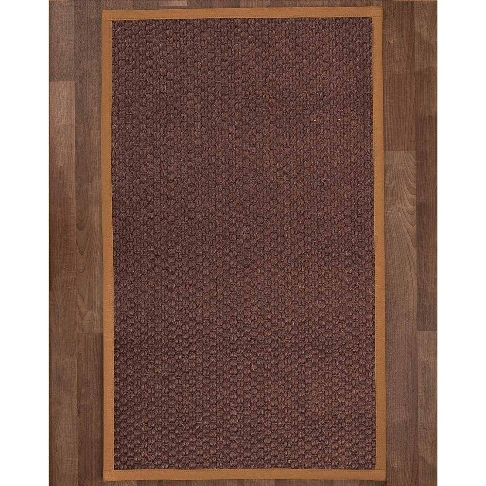 Natural Area Rugs, 100% Natural Fiber Handmade Talas, Redish Dark Brown Sisal Rug 10' Square, Sienna Border - 10' x 10'
