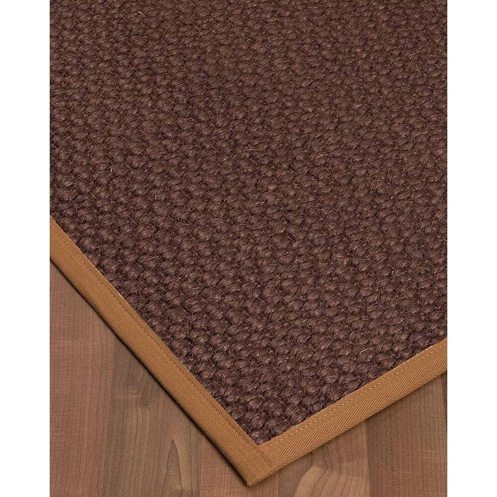 Natural Area Rugs, 100% Natural Fiber Handmade Talas, Redish Dark Brown Sisal Rug 10' Square, Sienna Border - 10' x 10'