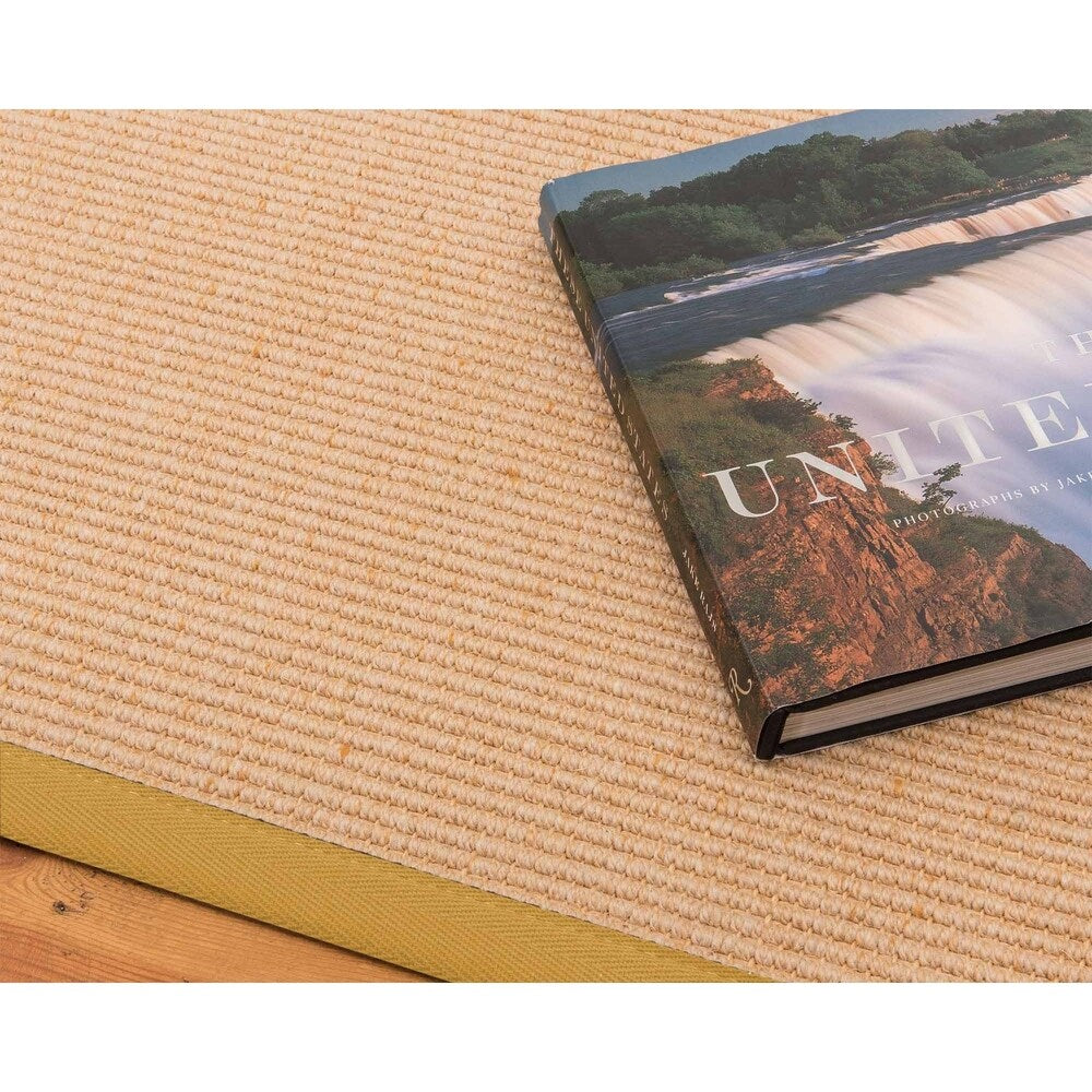 Natural Area Rugs 100%, Natural Fiber Handmade Victoria, Beige Wool/Sisal Rug, Tan Border - 2'9" x 9'