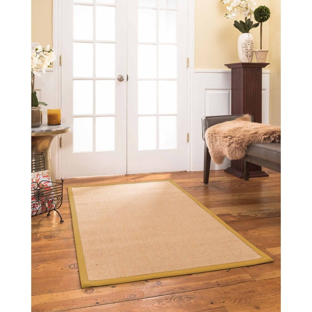 Natural Area Rugs 100%, Natural Fiber Handmade Victoria, Beige Wool/Sisal Rug, Tan Border - 2'9" x 9'