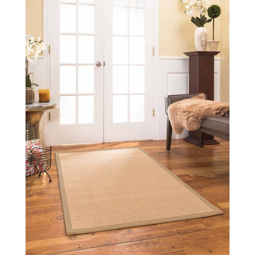 Natural Area Rugs 100%, Natural Fiber Handmade Victoria, Beige Wool/Sisal Rug, Wheat Border - 6' x 9'
