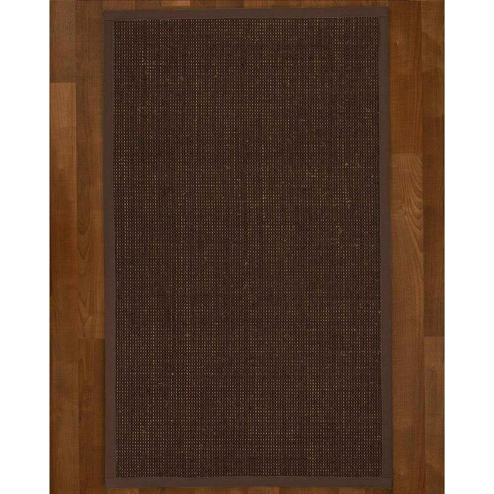 Natural Area Rugs, 100% Natural Fiber Handmade Vida, Black Wool/Sisal Rug 6' Square, Fudge Border - 6' x 6'