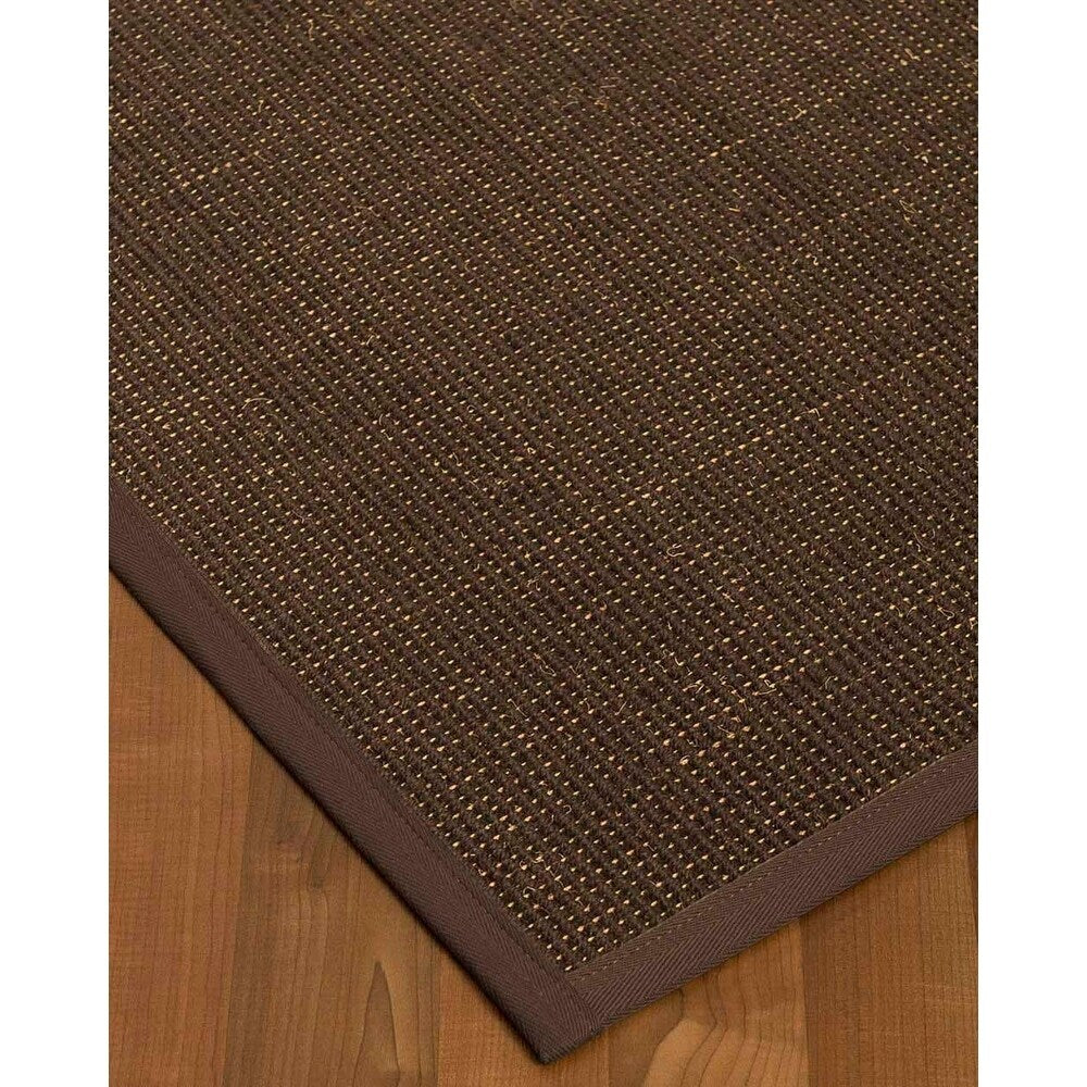 Natural Area Rugs, 100% Natural Fiber Handmade Vida, Black Wool/Sisal Rug 6' Square, Fudge Border - 6' x 6'