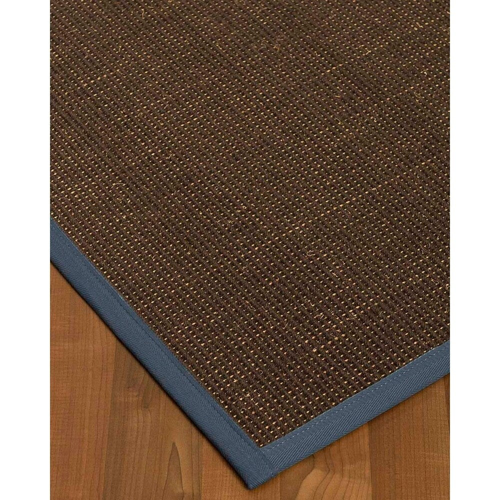 Natural Area Rugs, 100% Natural Fiber Handmade Vida, Black Wool/Sisal Rug 6' Square, Marine Border - 6' x 6'