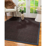Natural Area Rugs, 100% Natural Fiber Handmade Vida, Black Wool/Sisal Rug 6' Square, Marine Border - 6' x 6'