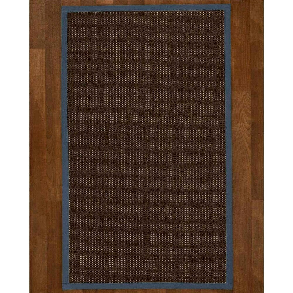 Natural Area Rugs, 100% Natural Fiber Handmade Vida, Black Wool/Sisal Rug 6' Square, Marine Border - 6' x 6'