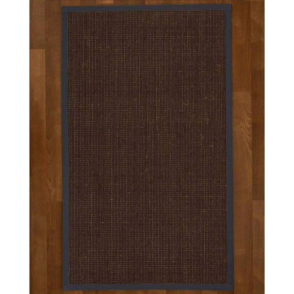 Natural Area Rugs, 100% Natural Fiber Handmade Vida, Black Wool/Sisal Rug 6' Square, Midnight Blue Border - 6' x 6'