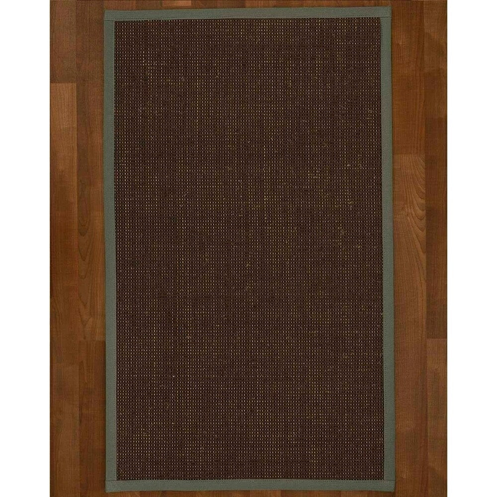 Natural Area Rugs 100%, Natural Fiber Handmade Vida, Black Wool/Sisal Rug, Green Border - 2'9" x 9'