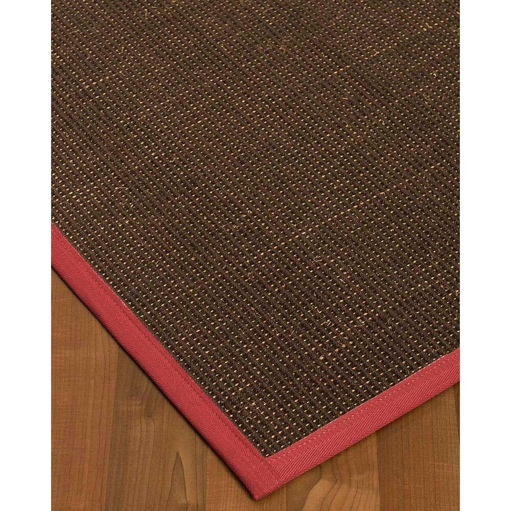 Natural Area Rugs 100%, Natural Fiber Handmade Vida, Black Wool/Sisal Rug, Red Border - 2'6" x 14'
