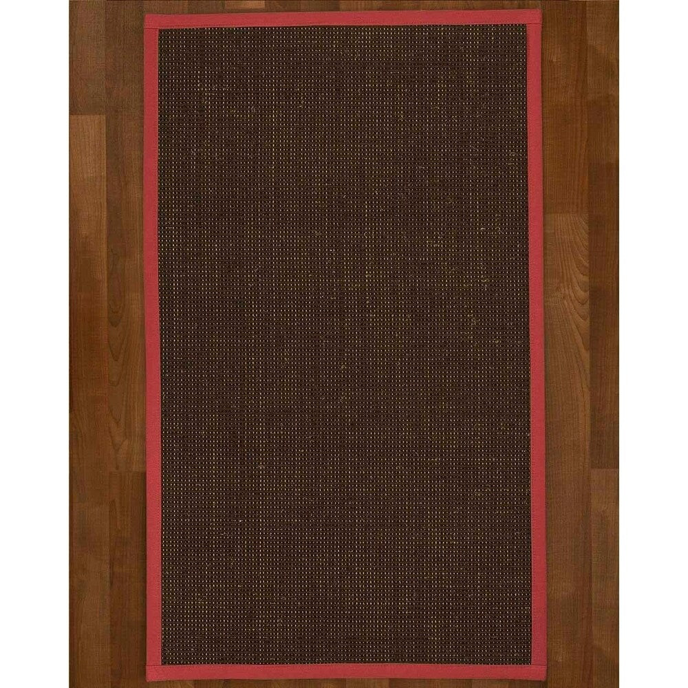 Natural Area Rugs 100%, Natural Fiber Handmade Vida, Black Wool/Sisal Rug, Red Border - 2'6" x 14'