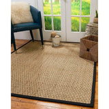 Natural Area Rugs 100%, Natural Fiber Handmade Basketweave, Natural Seagrass Rug, Black Border - 4' x 12'