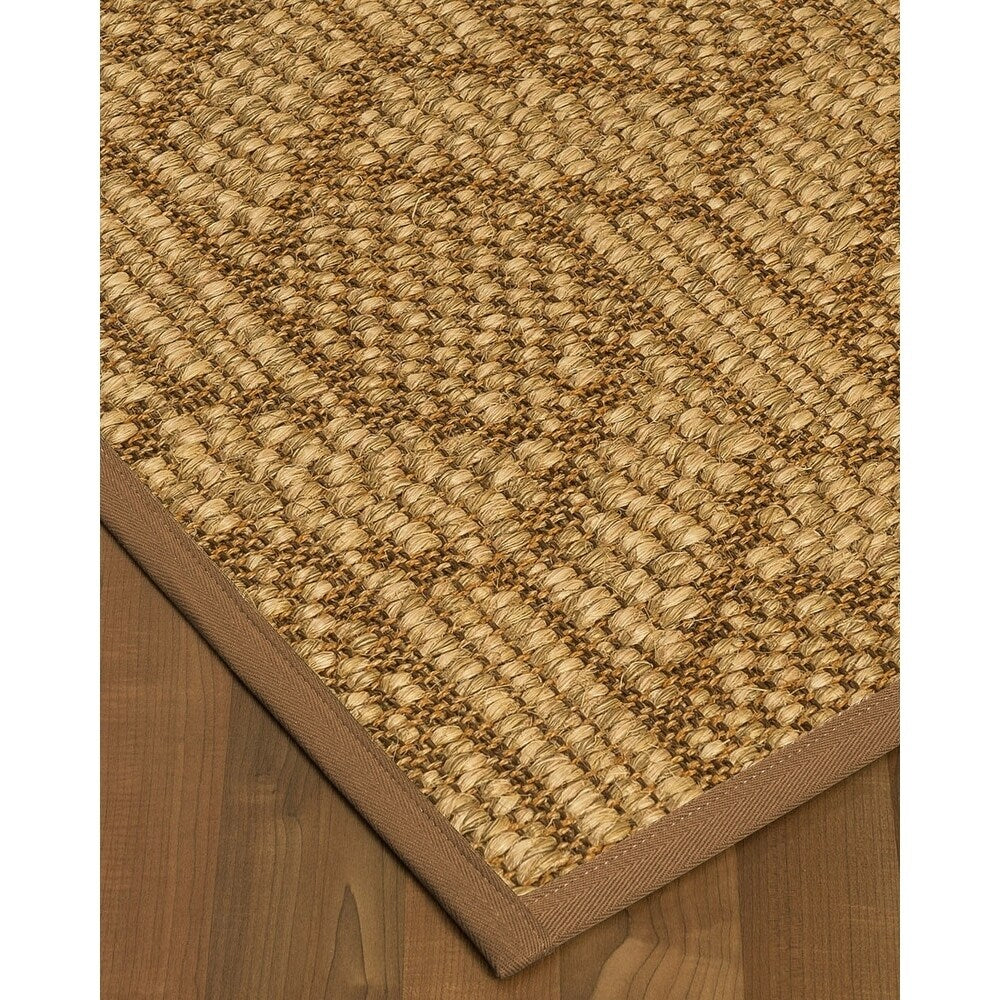Natural Area Rugs, 6' Square, 100% Natural Fiber Carrington, Sisal Brown/Multi,Handmade,Sienna Extra Wide Border