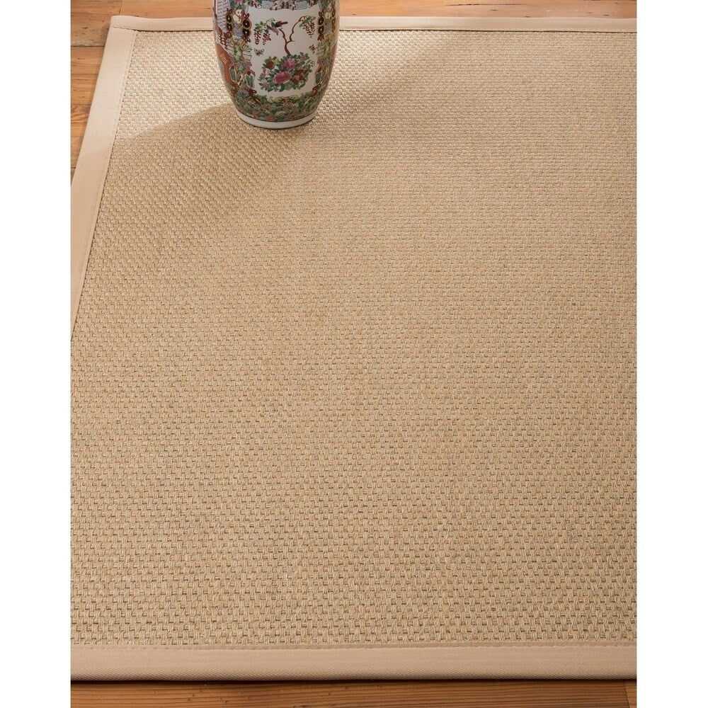 Natural Area Rugs, 7' Square, 100% Natural Fiber Borneo, Sisal Tan,Handmade,Natural Extra Wide Border - 7' x 7' Square