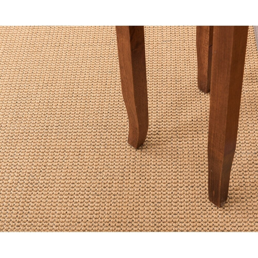 Natural Area Rugs, 8' Round, 100% Natural Fiber Benedict, Sisal Beige/Multi,Handmade,Stone Extra Wide Border - 8' x 8' Round