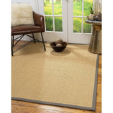 Natural Area Rugs, 8' Round, 100% Natural Fiber Benedict, Sisal Beige/Multi,Handmade,Stone Extra Wide Border - 8' x 8' Round