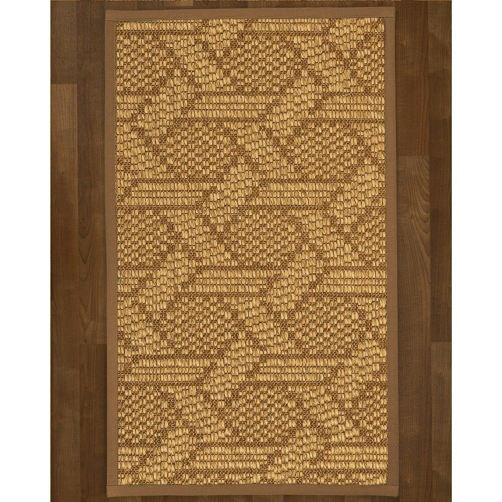 Natural Area Rugs, 8' Square, 100% Natural Fiber Carrington, Sisal Brown/Multi,Handmade,Sienna Extra Wide Border