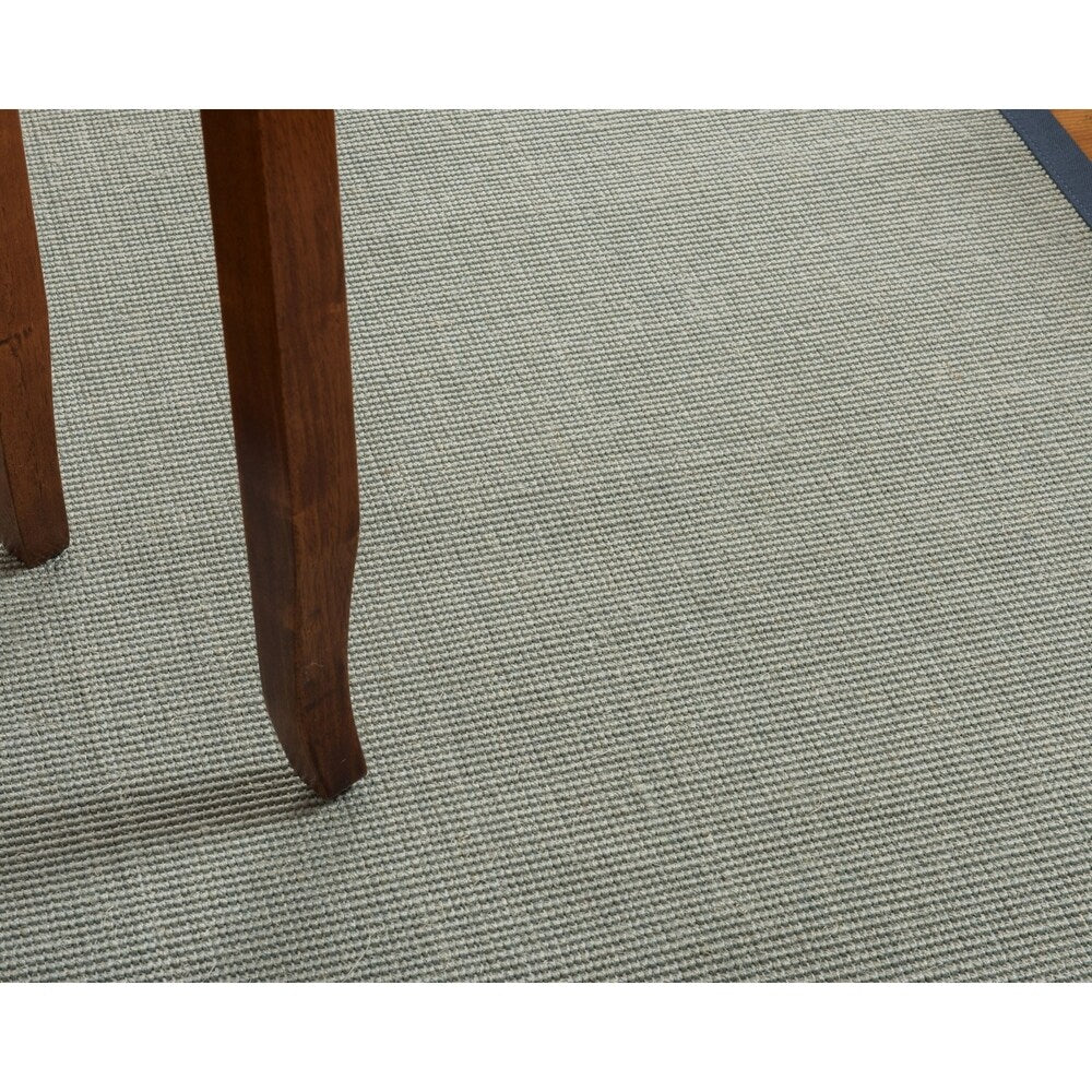 NaturalAreaRugs Barton Sisal Area Rug Hand-Woven Marine Border (6' x 9') - 6' x 9'