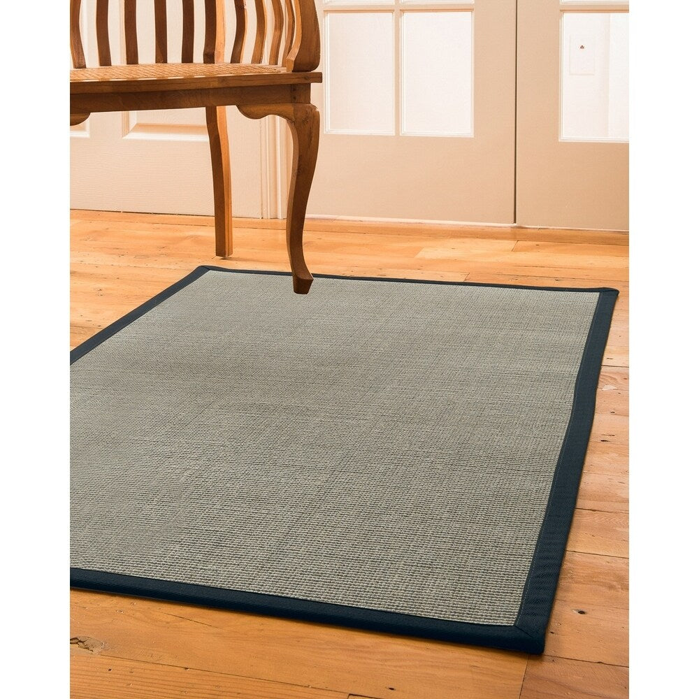 NaturalAreaRugs Barton Sisal Area Rug Hand-Woven Marine Border (6' x 9') - 6' x 9'