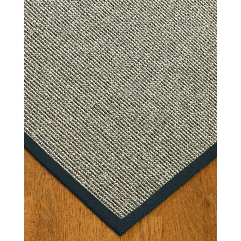 NaturalAreaRugs Barton Sisal Area Rug Hand-Woven Marine Border (6' x 9') - 6' x 9'