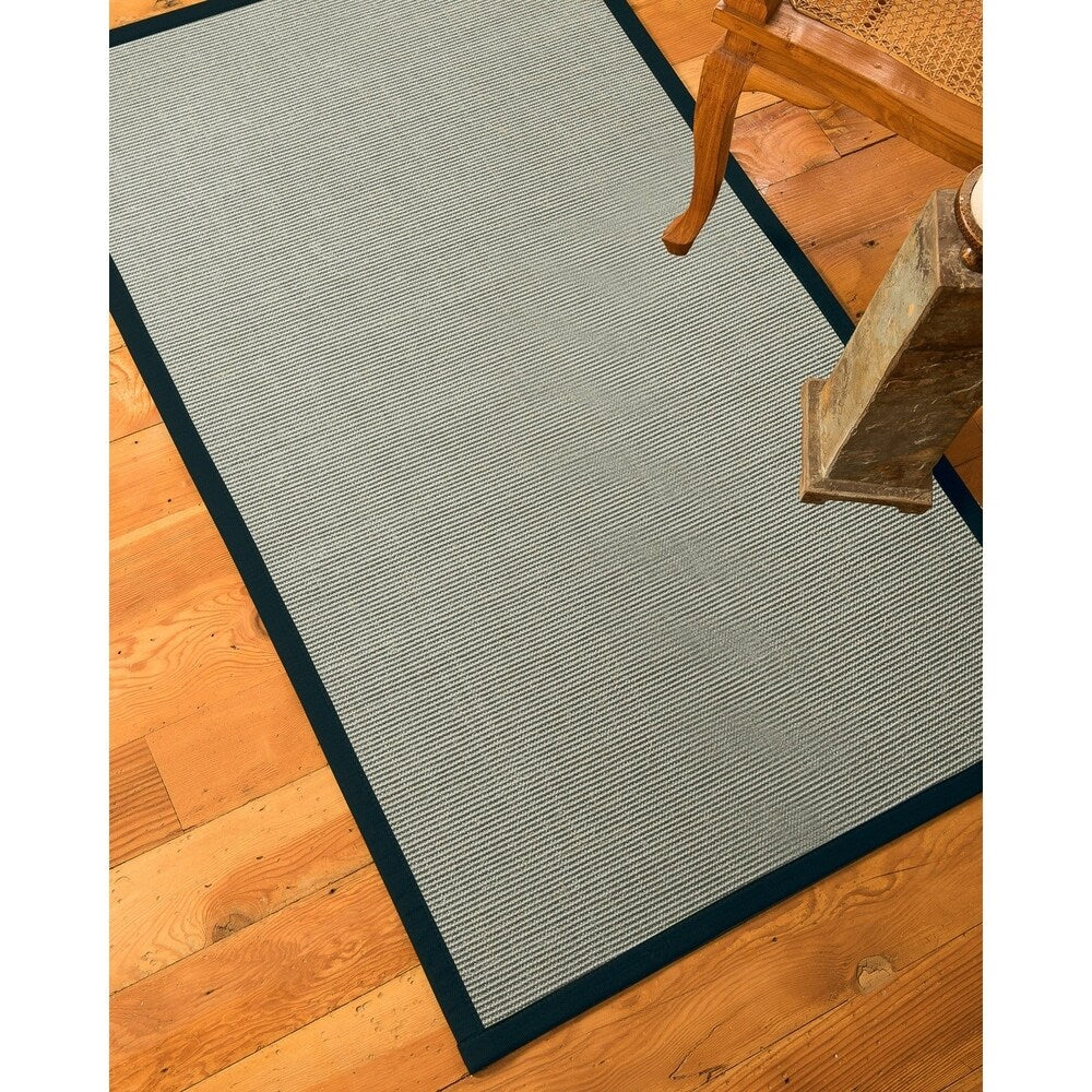 NaturalAreaRugs Barton Sisal Area Rug Hand-Woven Marine Border (6' x 9') - 6' x 9'