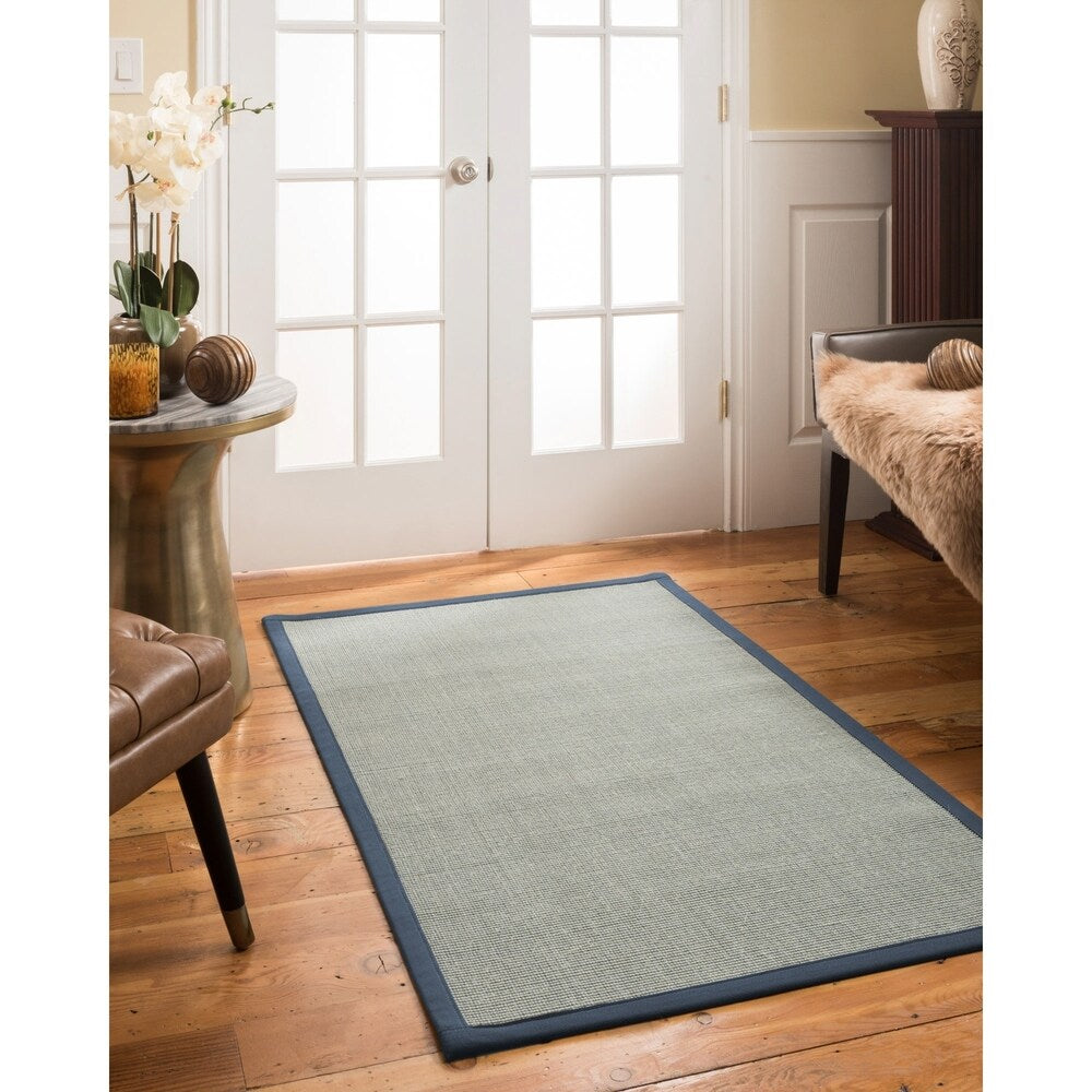 NaturalAreaRugs Barton Sisal Area Rug Hand-Woven Marine Border (6' x 9') - 6' x 9'