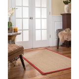 NaturalAreaRugs Carmel Sisal Area Rug Hand-Woven Red Border (8' x 10') - 8' x 10'