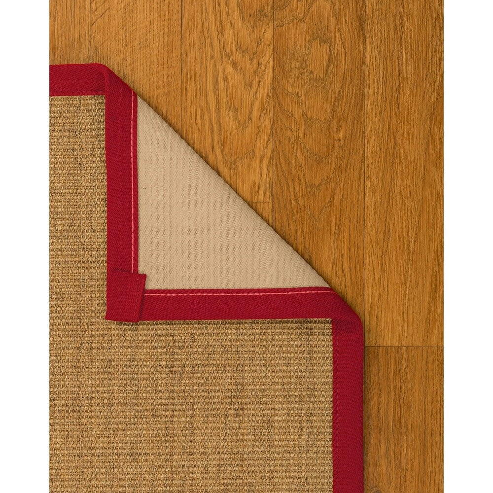 NaturalAreaRugs Carmel Sisal Area Rug Hand-Woven Red Border (8' x 10') - 8' x 10'