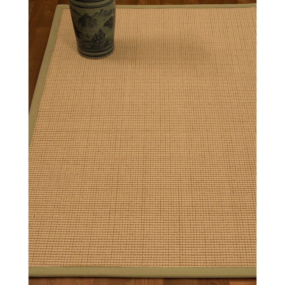 NaturalAreaRugs Cashmira Wool Area Rug Hand-Woven Sand Border (6' x 9') - 6' x 9'