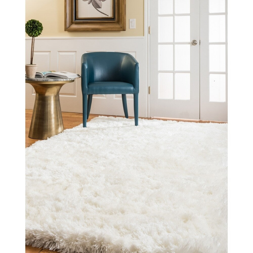 Natural Area Rugs Shag Grandeur Polyester Rectangle Rug (5'X8') White - 5' x 8'